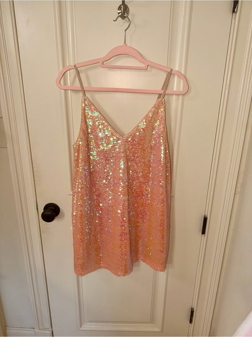 Buddy Love Pink Sequin V-Neck baby doll dress NWT - Picture 2 of 5